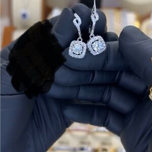 NWT 1 CWT Moissanite Hoops Dangle Earrings